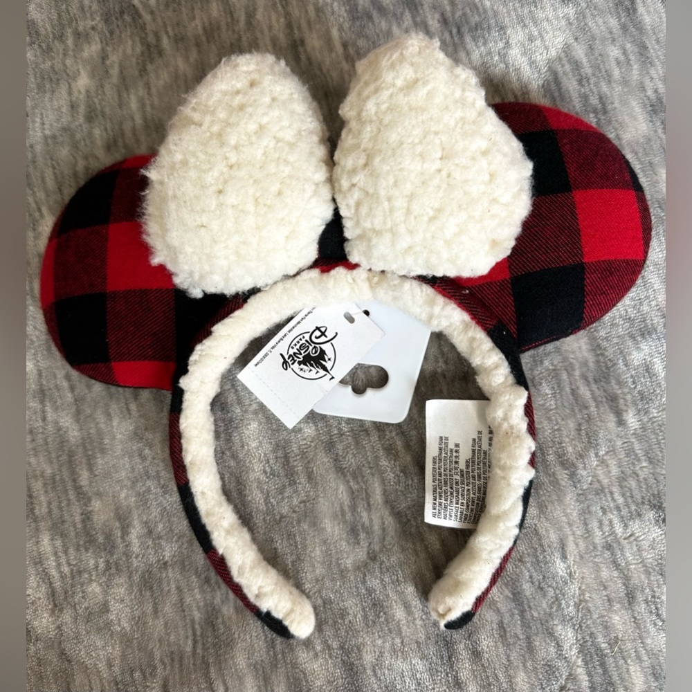 Disney Parks Holiday Buffalo Plaid Minnie Ears Headband